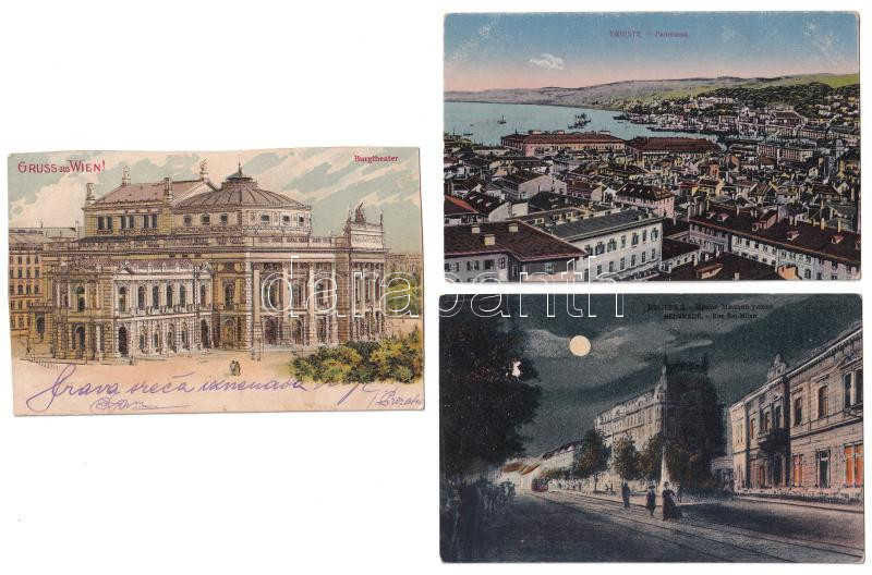 6 db RÉGI képeslap vegyes minőségben: Belgrád, Trieste, Róma, Wien (Bécs), Borszék, Palics - Image 2