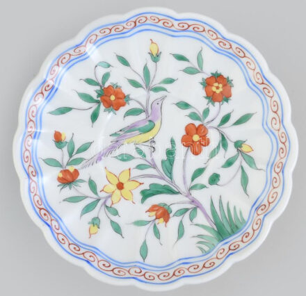Herendi Koi-halas kínáló Kézzel festett, jelzett, hibátlan, d:15 cm, m: 9 cm