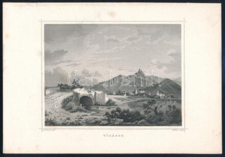 cca 1850 Ludwig Rohbock (1820-1883)-Georg Michael Kurz (1815-1883): Világos, erdélyi település látképe, acélmetszet, papír, kissé foltos, 12x16 cm, papír: 17x25 cm