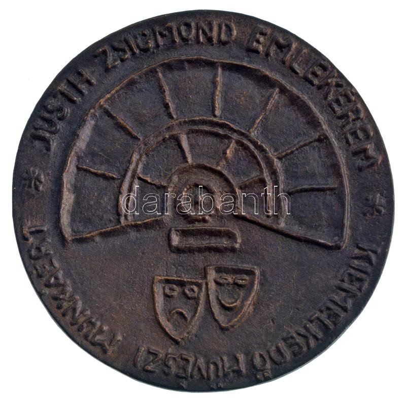 ~1970. 'Justh Zsigmond emlékérem - Kiemelkedő művészi teljesítményért' kétoldalas, öntött bronz emlékplakett (~97-99mm) T:AU - Image 2