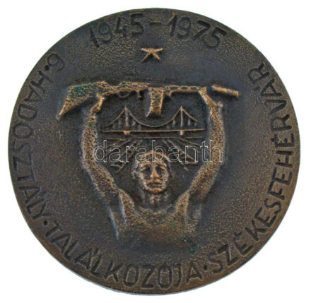 1975. '6. Hadosztály találkozója Székesfehérvár 1945-1975' egyoldalas, öntött bronz emlékérem (68mm) T:AU