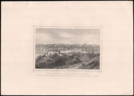 cca 1850 Ludwig Rohbock (1820-1883): Vágvölgye Lipótvára,- Galgócz-s gróf Erdödy várával. - Wagthal mit der Festung Leopoldstadt, Galgotz & Dem Schloss des Grafen Erdödy, acélmetszet, papír, széles margójú kiadás, 10,5x16 cm,