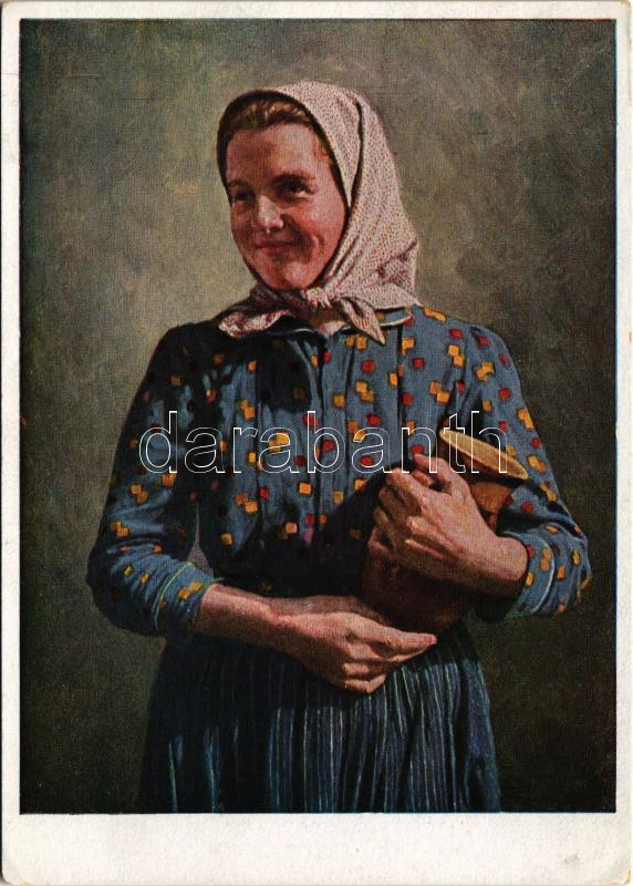 Homokos, Mramorak; Banater Schwaben. Bauernmädchen aus Mramorak im Arbeitstracht / Bánsági sváb folklór, népviselet / folklore from Banat s: Hans Retzlaff (EK)
