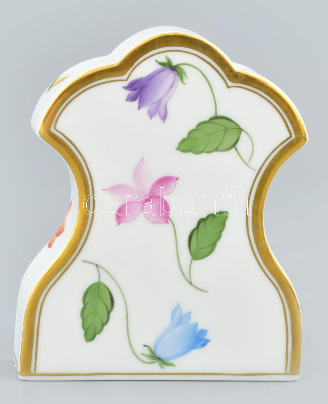 Herendi virágmintás asztali óra, kopásokkal, nem jár, jelzett, m: 11 cm - Image 3