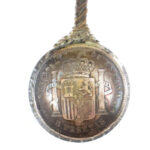 Ezüst(Ag) spanyol pénzérméből készült kanál, fém nyéllel, h: 11,5 cm - Image 3