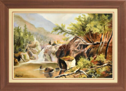 Braun Gábor (1975-): Romantikus táj. Olaj, farost, jelzett. Dekoratív fakeretben. 40x60 cm