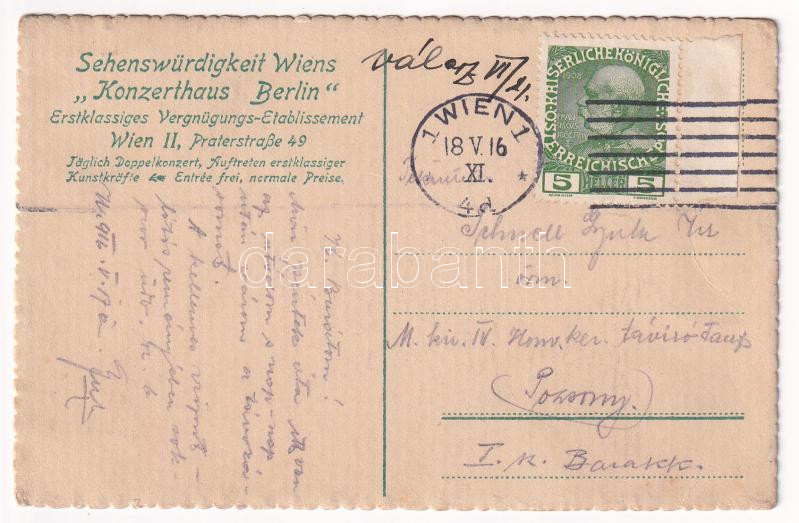 1916 Wien, Vienna, Bécs II. Sehenswürdigkeit Wiens 'Konzerthaus Berlin'. Praterstrasse 49. / restaurant interior (EB) - Image 2
