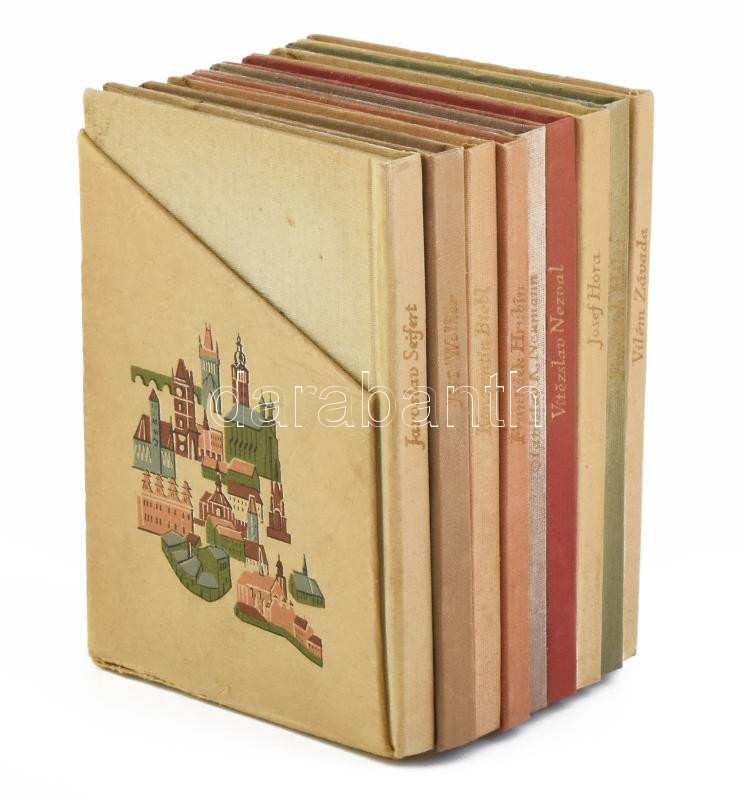 A modern cseh líra kincsesháza. Bp., 1959, Európa. 9 db könyv tékában. Egészvászon kötés, kopottas állapotban.