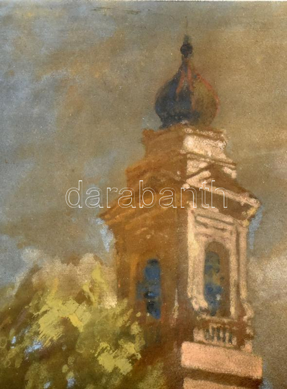 Neogrády Antal (1861-1942): Városrészlet. Akvarell, papír, jelezve balra lent. Üvegezett, dekoratív fakeretben, 38,5×28,5 cm / watercolour on paper, signed, framed - Image 2