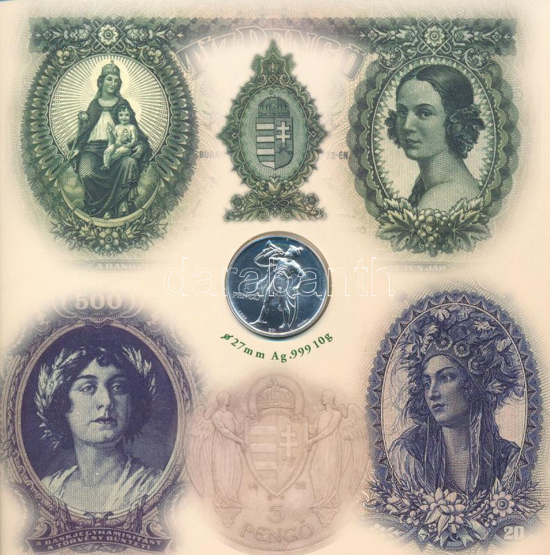 2007. 1Ft-100Ft (7xklf) 'Berán Lajos és a pengő' forgalmi sor szettben + 'Berán Lajos és a pengő' kétoldalas Ag emlékérem T:PP kis patina Adamo FO41.3 - Image 2