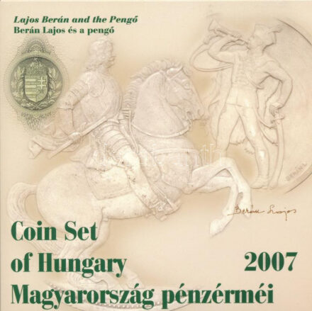 2007. 1Ft-100Ft (7xklf) 'Berán Lajos és a pengő' forgalmi sor szettben + 'Berán Lajos és a pengő' kétoldalas Ag emlékérem T:PP kis patina Adamo FO41.3