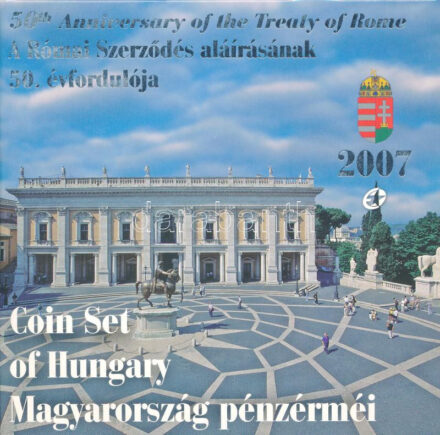 2007. 1Ft-100Ft (7xklf) forgalmi sor szettben,'A Római Szerződés aláírásának 50. évfordulója' + 50Ft '50 éves a Római Szerződés' T:PP belső tokon ragasztás részben elengedett, halvány patina Adamo FO41
