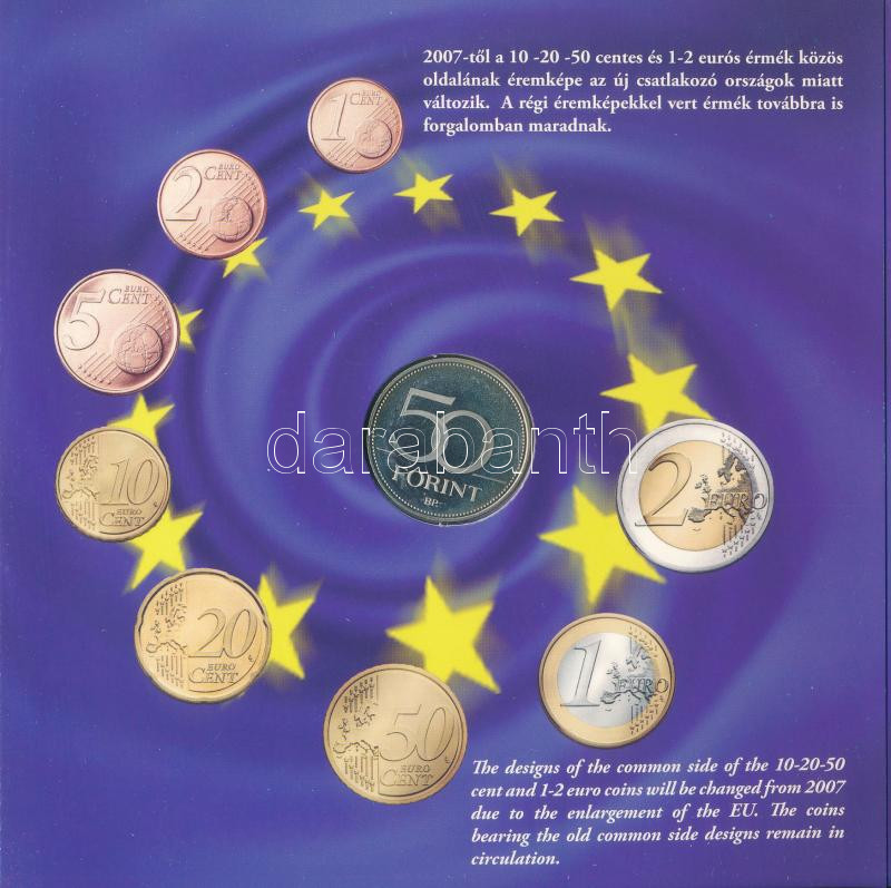 2007. 1Ft-100Ft (7xklf) forgalmi sor szettben,'A Római Szerződés aláírásának 50. évfordulója' + 50Ft '50 éves a Római Szerződés' T:PP belső tokon ragasztás részben elengedett, halvány patina Adamo FO41 - Image 3