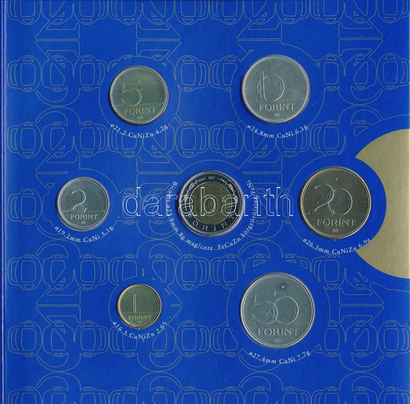2000. 1Ft-100Ft (7xklf) forgalmi sor szettben + '200Ft Millenium' T:BU patina, belső tokon a ragasztás részben elengedett Adamo FO33 - Image 4