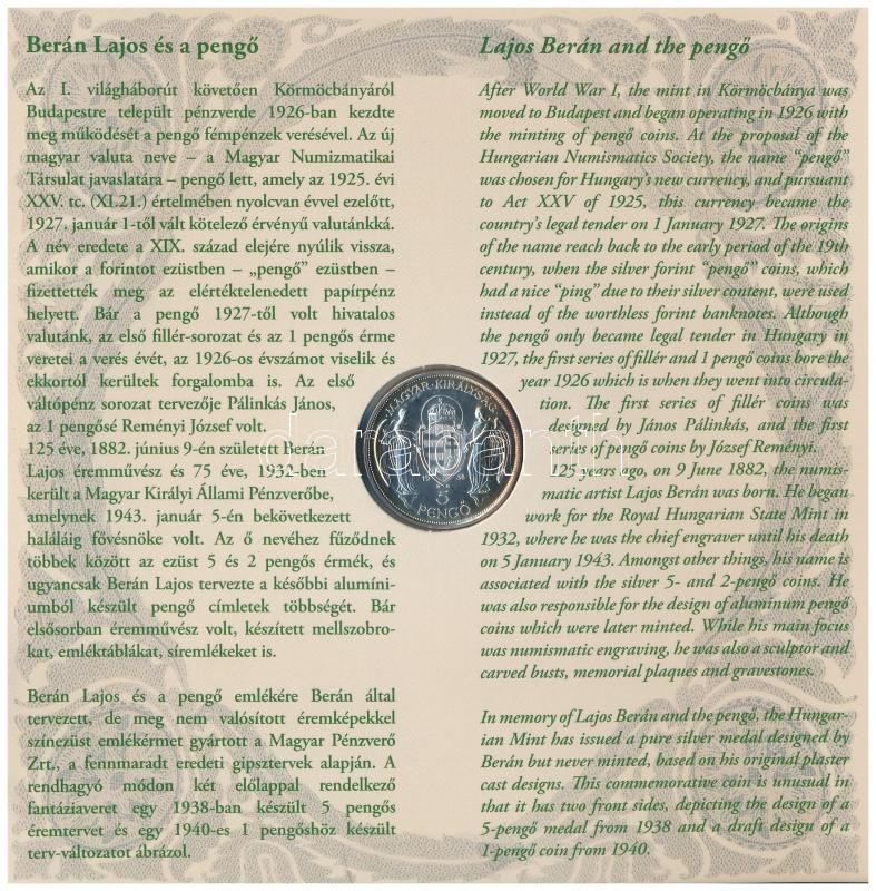 2007. 1Ft-100Ft (7xklf) 'Berán Lajos és a pengő' forgalmi sor szettben + 'Berán Lajos és a pengő' kétoldalas Ag emlékérem T:PP patina Adamo FO41.3 - Image 3