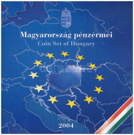 2004. 1Ft-100Ft (8xklf) forgalmi sor szettben, benne 2004. 50Ft 'Magyarország az EU tagja' T:BU belső tok ragasztása részben elengedett Adamo FO38