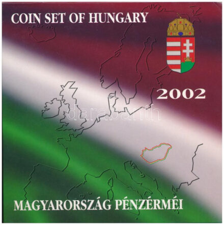 2002. 1Ft-100Ft (7xklf) + 100Ft 'Kossuth' forgalmi sor szettben T:BU belső tok ragasztása kissé elengedett Adamo FO35