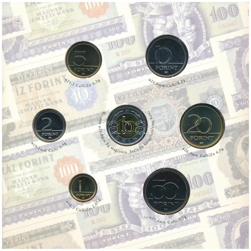2006. 1Ft-100Ft (7xklf) forgalmi sor szettben + 1946. 1Ft Ag 'Hatvanéves a Forint' utánveret proof kivitelben T:BU patina Adamo FO38.1 - Image 4