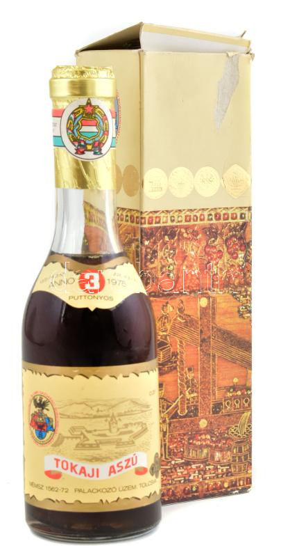 1975 3 puttonyos Tokaji Aszú, palackozva: Tolcsva, eredeti dobozában, 0,25l