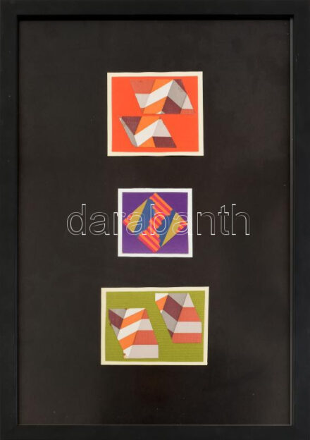 Gellér B. István (1946-2018): Egyedi kollázs. Jelzés nélkül. Üvegezett keretben. 51x31 cm (teljes méret)