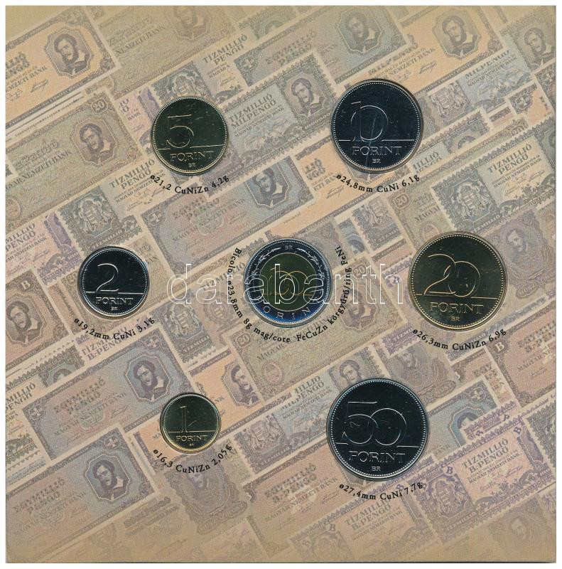 2002. 1Ft-100Ft (7xklf) + 100Ft 'Kossuth' forgalmi sor szettben T:BU belső tok ragasztása elengedett Adamo FO35 - Image 4