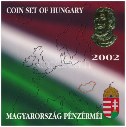 2002. 1Ft-100Ft (7xklf) + 100Ft 'Kossuth' forgalmi sor szettben T:PP belső tok ragasztása elengedett Adamo FO35.1