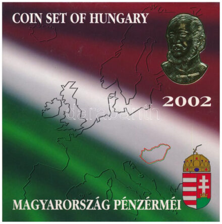 2002. 1Ft-100Ft (7xklf) + 100Ft 'Kossuth' forgalmi sor szettben T:PP belső tok ragasztása elengedett Adamo FO35.1