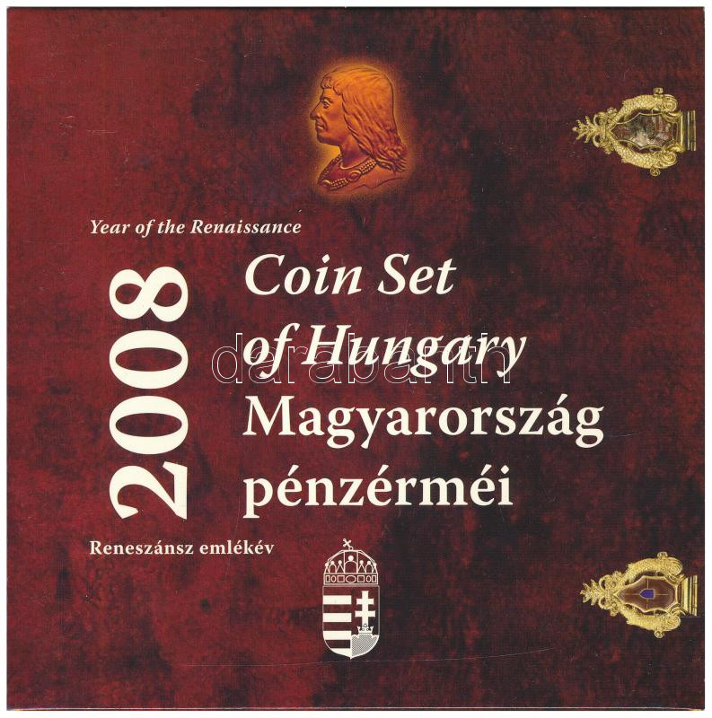 2008. 1Ft-100Ft (7xklf) + Mátyás denár Ag fantáziaverete (10g/0.999/27mm) 'Reneszánsz emlékév' forgalmi sor szettben T:PP patina Adamo FO42.4