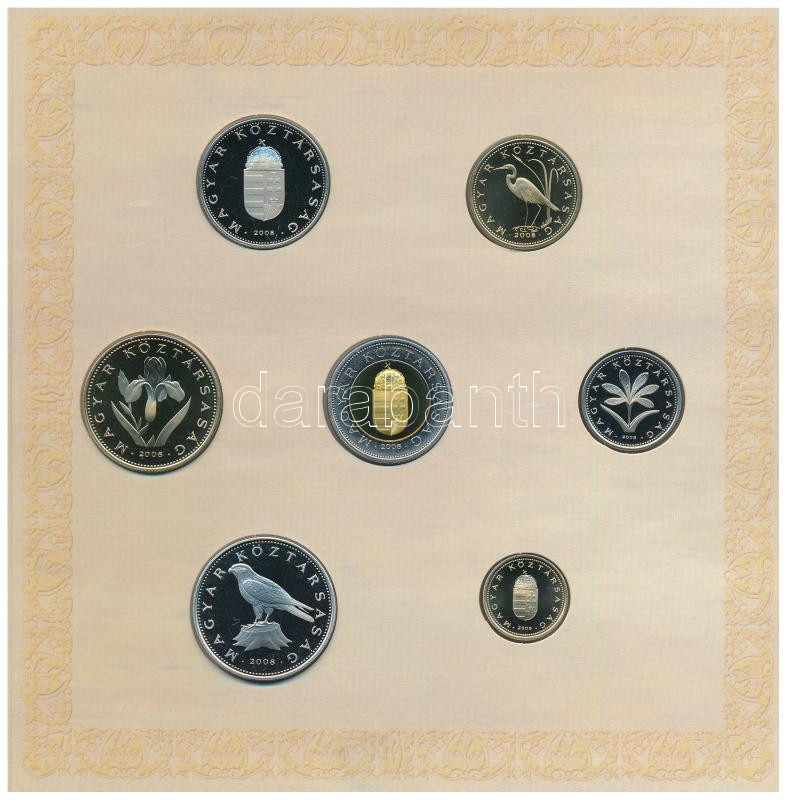 2008. 1Ft-100Ft (7xklf) + Mátyás denár Ag fantáziaverete (10g/0.999/27mm) 'Reneszánsz emlékév' forgalmi sor szettben T:PP patina Adamo FO42.4 - Image 4