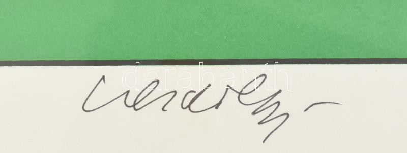 Victor Vasarely (1908-1997): Pentaton dallam. Szitanyomat, papír. Jelzett, sorszámozott 200/28. Üvegezett keretben . 58x44 cm - Image 2