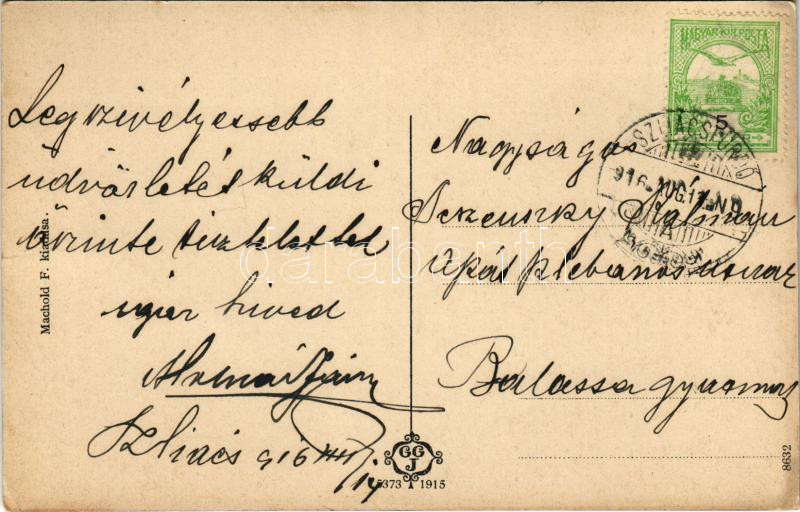 1916 Besztercebánya, Banská Bystrica; IV. Béla király főér, Szálloda a rákhoz. Machold F. kiadása / hotel, square (EK) - Image 2