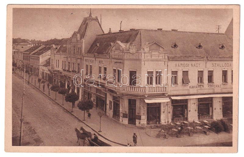 1938 Léva, Levice; Városi nagy szálloda és kávéház, üzletek / hotel and cafe, shops + '1938 Léva visszatért' So. Stpl