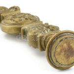 Díszes bronz pecsétnyomó, vésetlen, h: 9 cm - Image 3
