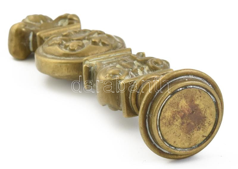 Díszes bronz pecsétnyomó, vésetlen, h: 9 cm - Image 3