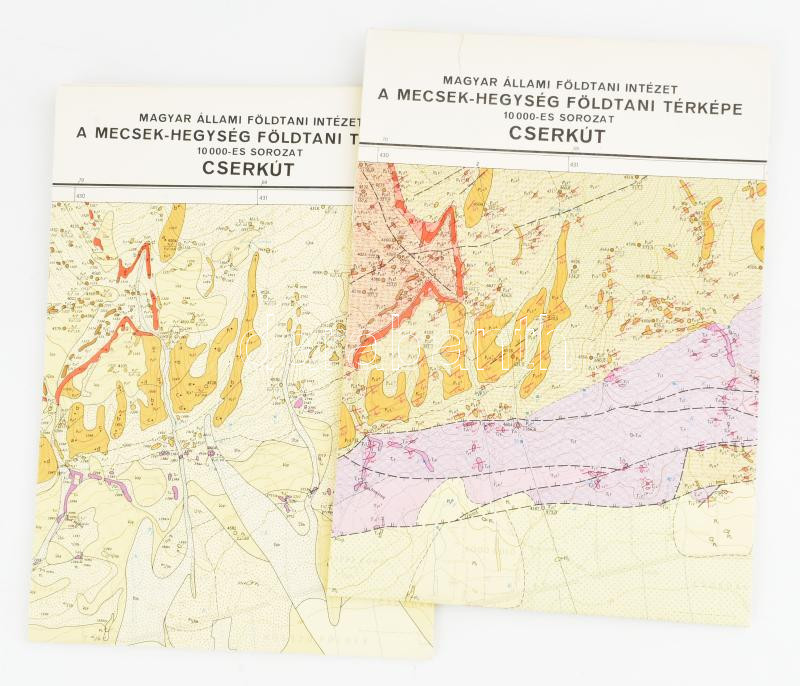 1972 Cserkút földtani és észlelési térképe, 1:10 000, Magyar Állami Földtani Intézet, 2 db