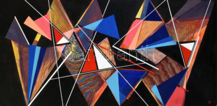 Koppány Attila (1947-): Tavaszmező utca. Akril, vászon. Jelezve jobbra lent, a hátoldalon autográf felirattal. 50x100 cm