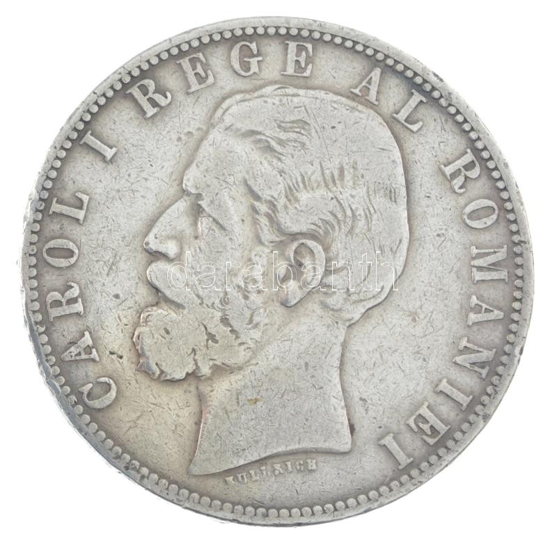Románia 1883B 5L Ag 'I. Károly' T:VF,F ph. / Romania 1883B 5 Lei Ag 'Carol I' C:VF,F edge error Krause KM#17.1 - Image 2