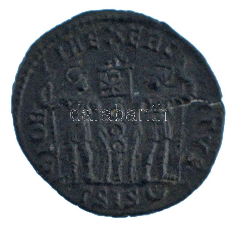 Római Birodalom / Siscia / Constans 346-348. AE3 Cu (1,60g) T:AU,XF Roman Empire / Siscia / Constans 346-348. AE3 Cu 'CONSTAN-S PF AVG / GLOR-IA EXERC-ITVS - delta-SIS dot-in-crescent' (1,60g) C:AU,XF - Image 2
