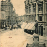 Zagreb, Zágráb; Ilica, Kacicev spomenik / monument, street view, tram (fl)