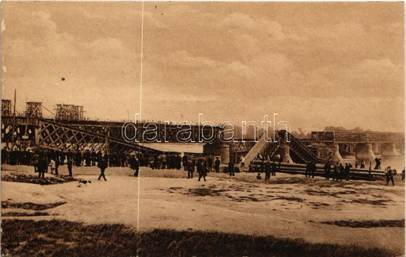 1916 Warszawa, Varsovie, Warschau, Warsaw; Gesprengte Eisenbahnbrücke / WWI blown-up railway bridge (EK)