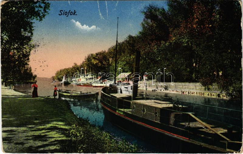 Siófok, Sió csatorna kikötő, 'SOMOGY' (exRohan) gőzhajó (Rb)