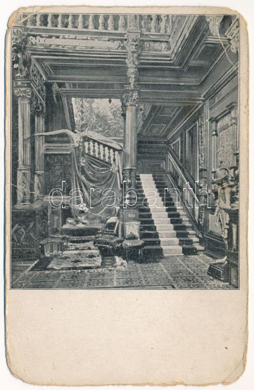 Válaszút, Rascruci; Báró Bánffy kastély előcsarnoka, belső / Schloss Stiegenhaus / castle interior (fa)