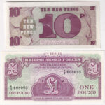 Nagy-Britannia / Katonai kiadás 1962. 1P '4. sorozat' + 1972. 10p '6. sorozat' T:UNC United Kingdom / British Armed Forces 1962. 1 Pound '4th series' + 1972. 10 Pence '6th series' C:UNC Krause P#M36, P#M45