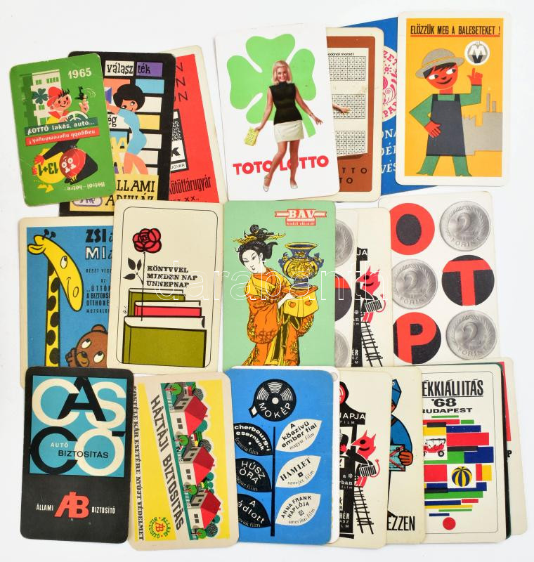 1965-1969 Vegyes kártyanaptár tétel