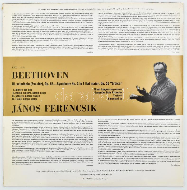 Beethoven Eroica LP Ferencsik Jánossal. Hungaroton Jó állapotban - Image 2