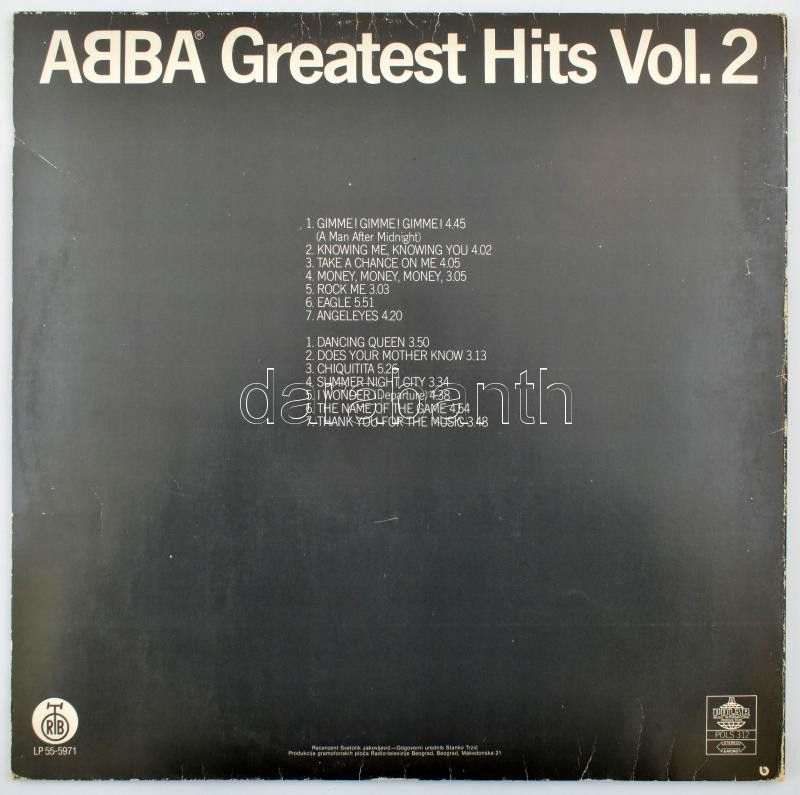 ABBA gratest hits Vol 2. LP Polar, Macedonia, jugoszláv nyomások (RTB Beograd) Jó állapotban CSK Egy lemez a kettőből - Image 2