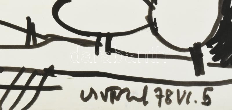 Csepeli Németh Miklós (1934-2012): Táj, 1978. Filctoll, papír, jelzett, 17,5x29 cm - Image 2