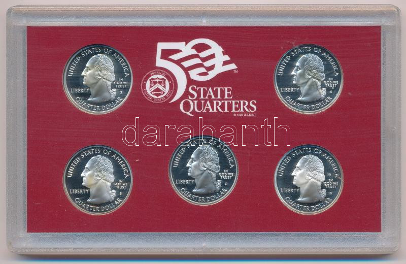 Amerikai Egyesült Államok 2005S 1/4$ Ag (5xklf) '50 állam negyed dollárosok' műanyag tokos szettben, benne: California, Minnesota, Oregon, Kansas, West Virginia T:PP USA 2005S 1/4 Dollar Ag (5xdiff) '50 State Quarters' set in plastic case, - Image 2