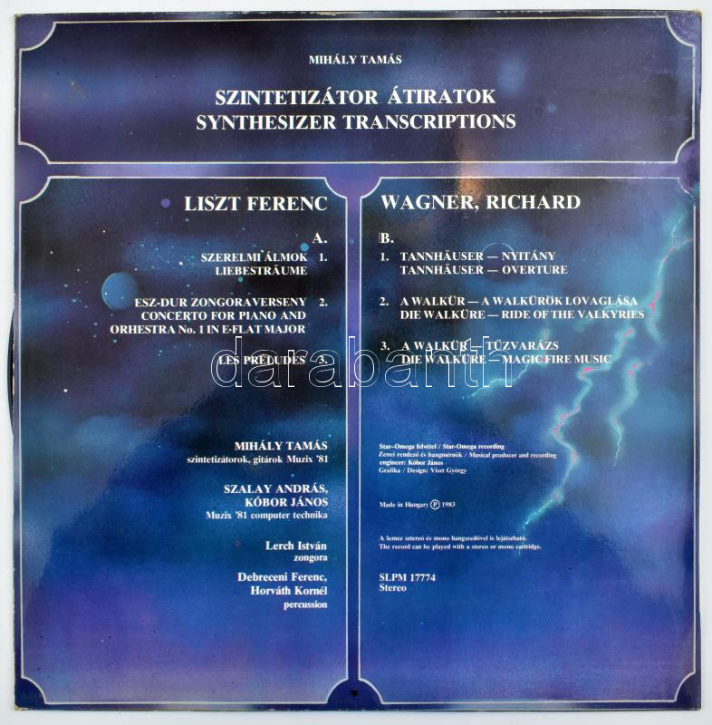 Mihály Tamás Szintetizátor Liszt Wagner LP 1983. - Image 2