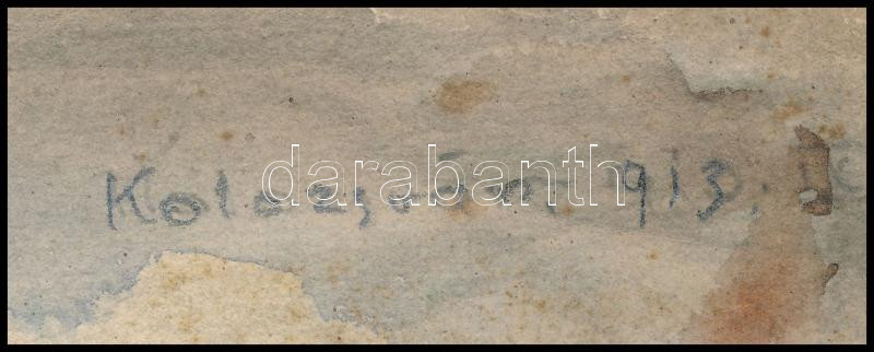 Johan Hugó (1891-1956): Kolozsvár környéki táj (Erdély), 1913. Akvarell, papír, jelezve balra lent: Johan Hugó, jobbra fent. Kolozsvár 913. Proveniencia: Johan Hugó hagyatéka. Sérült. 35x25,5 cm. / watercolour on paper, signed. - Image 2